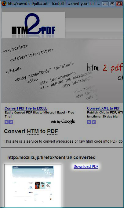 Mozilla Re Mix アクティブページをワンクリックでpdfファイルに変換できるfirefoxアドオン Html2pdf